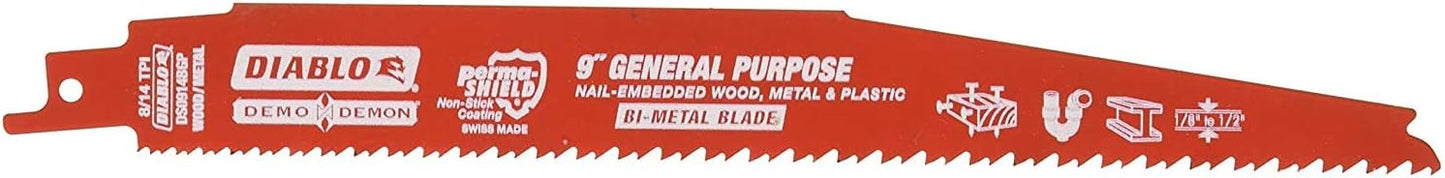 Demo Demon Bi-Metal Reciprocating Blade, 9-Inch, 1 Pack of 5 Pcs.