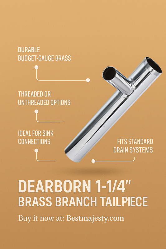 Dearborn 817TB-1 1-1/4" x 8" Branch Tailpiece, Hose & Clamp, Threaded Top - 20 Ga., 7/8" Branch, Chrome or Rough Brass finish