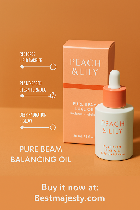 Peach & Lily Pure Beam Luxe Oil | 100% Natural & Plant-Based | Nourishing Squalane, Jojoba, & Sea Buckthorn | Cold-Pressed Antioxidant-Rich Formula | 30 ml / 1 fl. oz.
