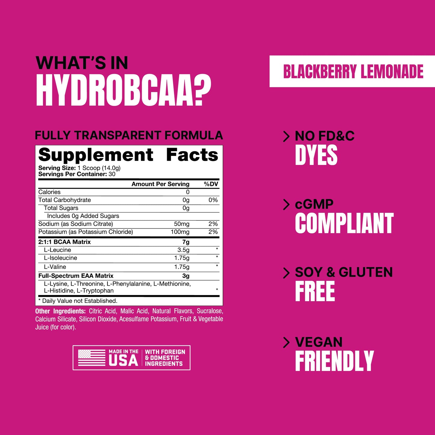 ProSupps HydroBCAA BCAA/EAA Full Spectrum Matrix, 7g BCAAs, 3g EAAs, 0g Sugar, 0g Carbs, 30 Servings, (BlackBerry Lemonade Flavor)