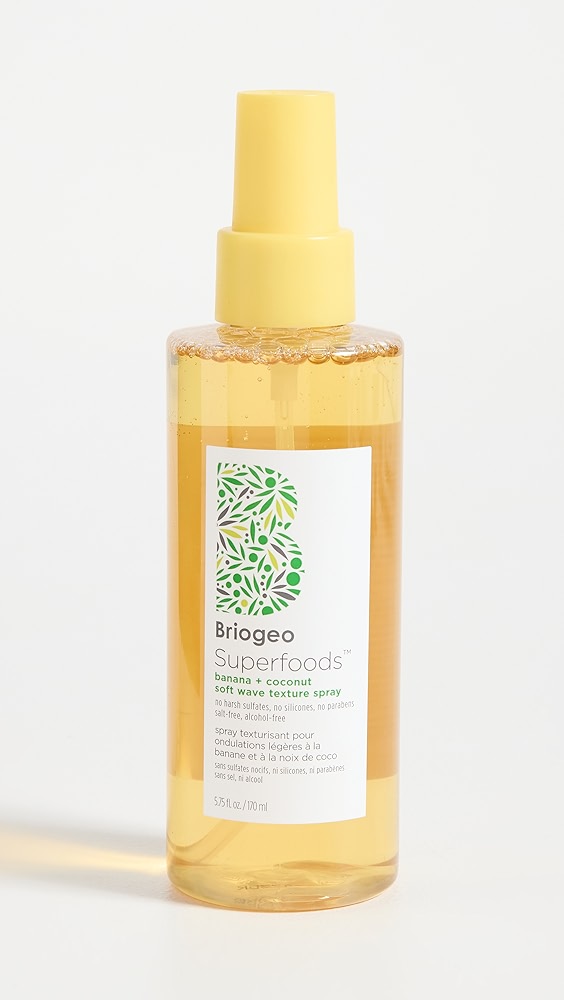 Briogeo Superfoods Banana and Coconut Hydrating Salt-Free Soft Wave Texture Spray, Hydrating Texture Spray for Beachy Waves, Vegan, Phalate & Paraben-Free, 5.75 oz